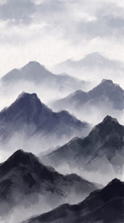Ink Wash Mountains Wallpaper